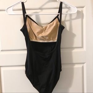 Black Leotard V Neck Scoop Back Motion Wear